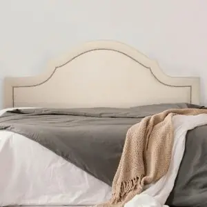 Cabeceira Casal Provençal Luxo 140x60 Suede Off White - Tachas Prata