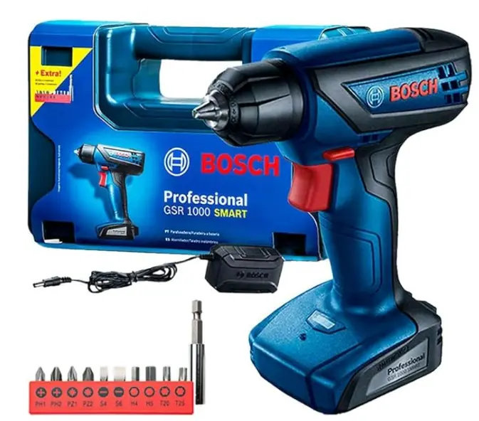 Furadeira e Parafusadeira Bosch GSR 1000 Smart 12V com Acessórios